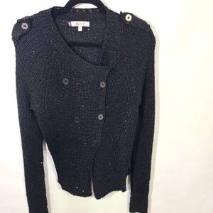 Jennifer Lopez Women's Size Medium M Black Sparkling Allover Sequin Sweater‎ Top